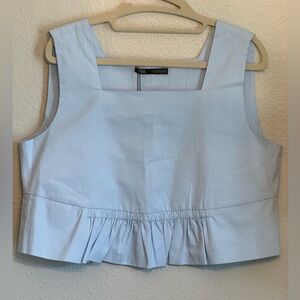 ZARA BLUE CROP TOO NWT SIZE LARGE